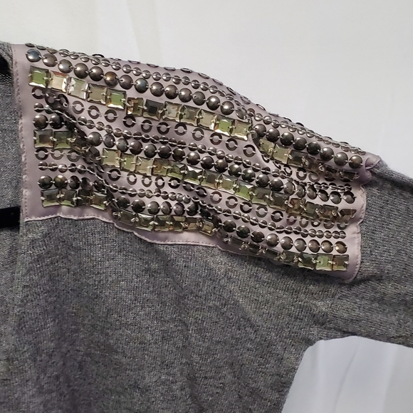 Day Birger Et Mikkelsen Oversized Gray Sweater Dress w/ Beading Studs Shoulders - Picture 5 of 13